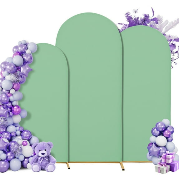 SUKAIKEQA Wedding Arch Cover Spandex Arch Backdrop Cover (7.2FT,6.6FT,6FT) Set of 3 Arch Stand Covers Stretchy Backdrop for Birthday Party Decoration Baby Shower,Mint green