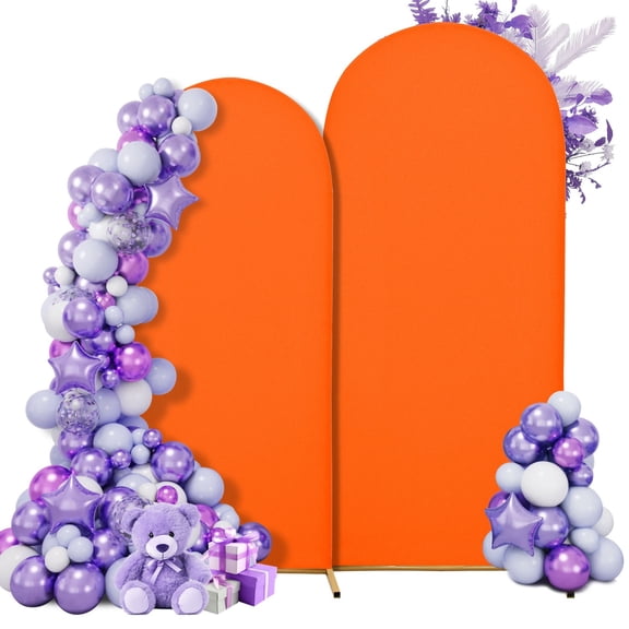 SUKAIKEQA Wedding Arch Cover Spandex Arch Backdrop Cover 7.2FT,6FT Set of 2 Arch Stand Cover Arch Covers Stretchy Backdrop for Wedding Birthday Party Decoration Baby Shower,Candy Orange