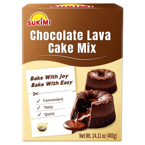 SUKIMI Chocolate Lava Cake GGA1 Mix 400g, Blend with Rich Premium Cocoa, Moist Dairy-free Vegetarian Cupcake Mix, Soft & Gooey, Easy Baking Mix for Homemade Desserts to Share