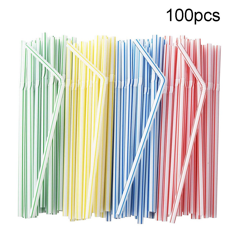 SUKIY 100500Pcs Colorful Bendable Drinking Straws Disposable Plastic