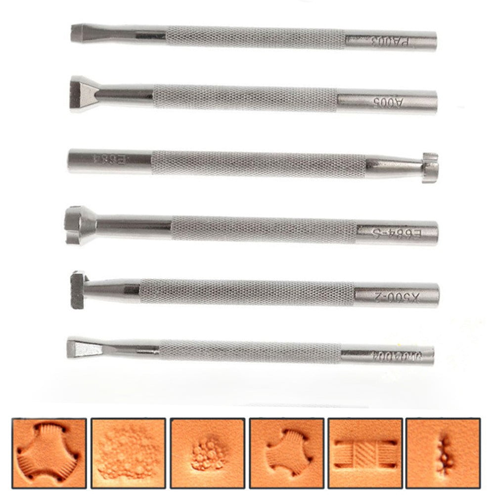 SUKIY 6Pcs Leather Engraving Tools Leathercraft Patterns Tool Stamping