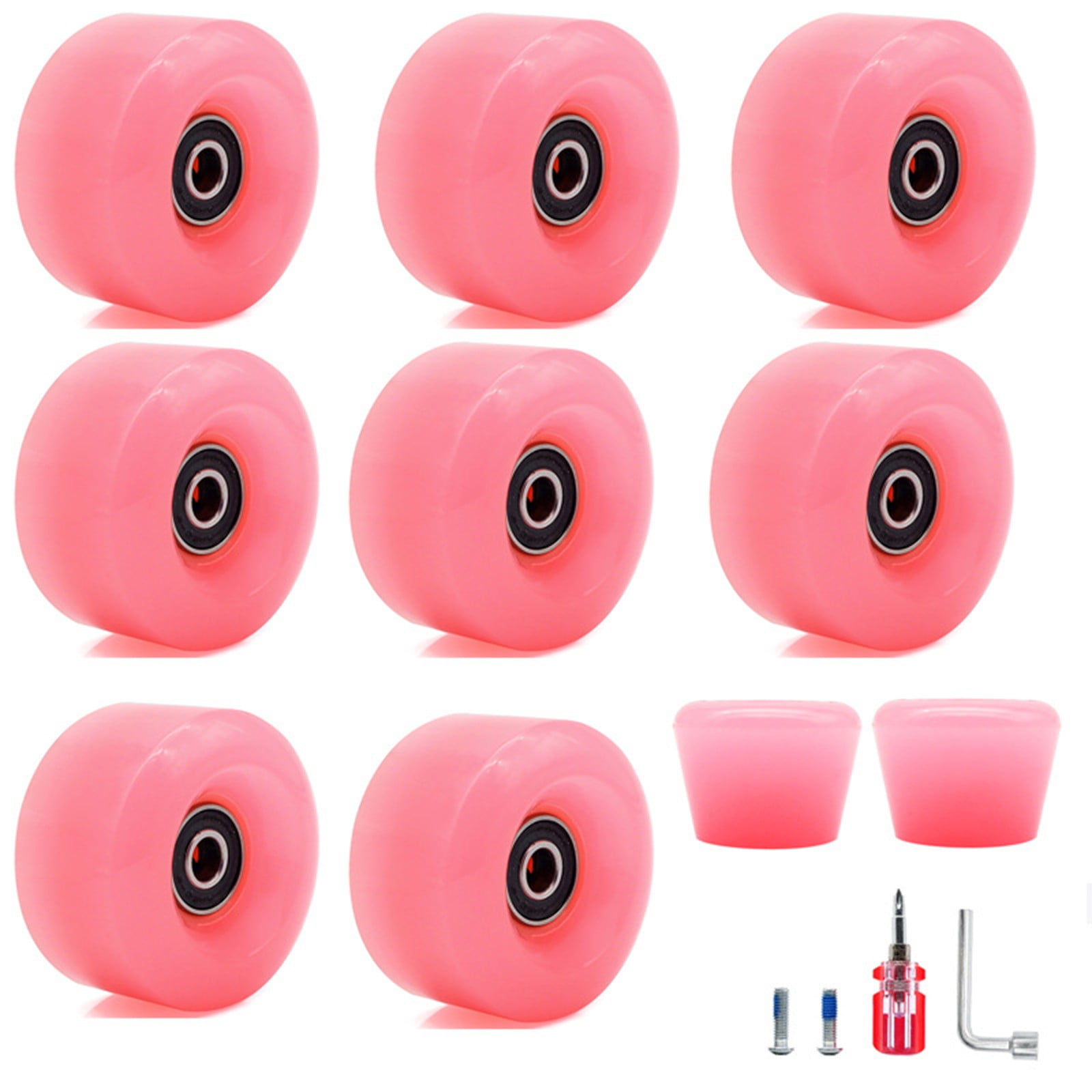 SUKIY 8Pcs Roller Skate Wheels With Bearings 2 Toe Stoppers For Quad ...