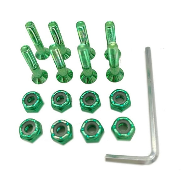 SUKIY 8pcs skateboard screw 1 inch color plating 25mm bridge screw, Green