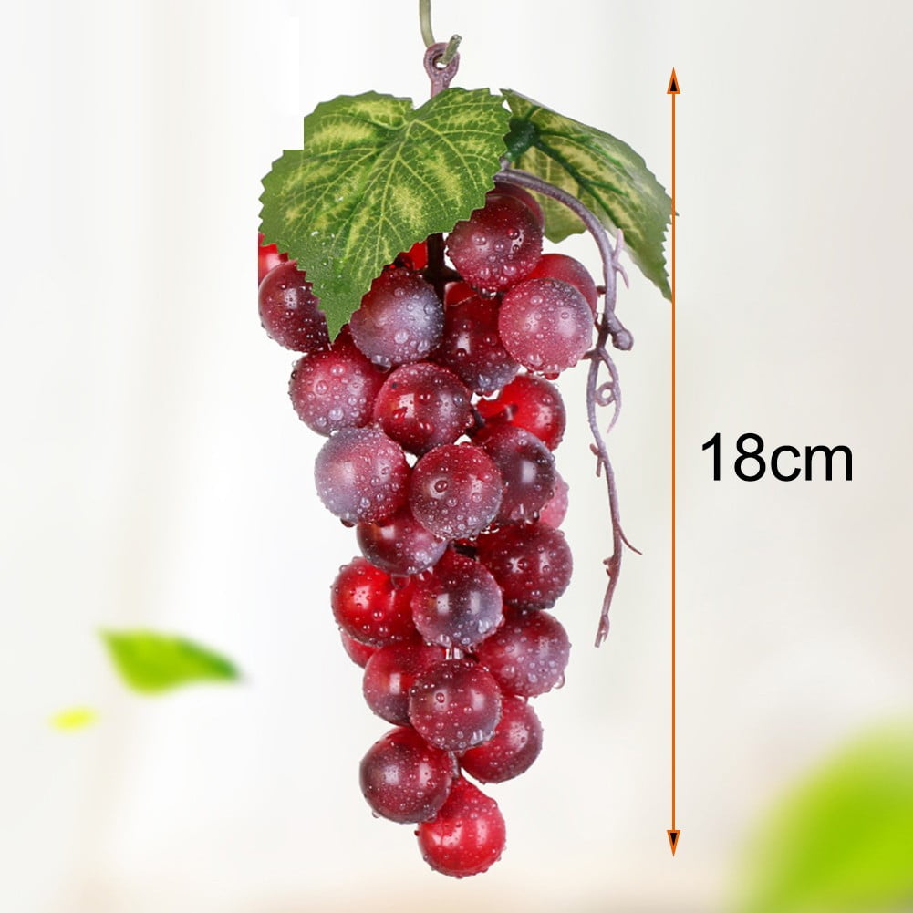 SUKIY Artificial Fruit Grape Food Lifelike Fake Fruits Plant Home Office Party Decor(36 red