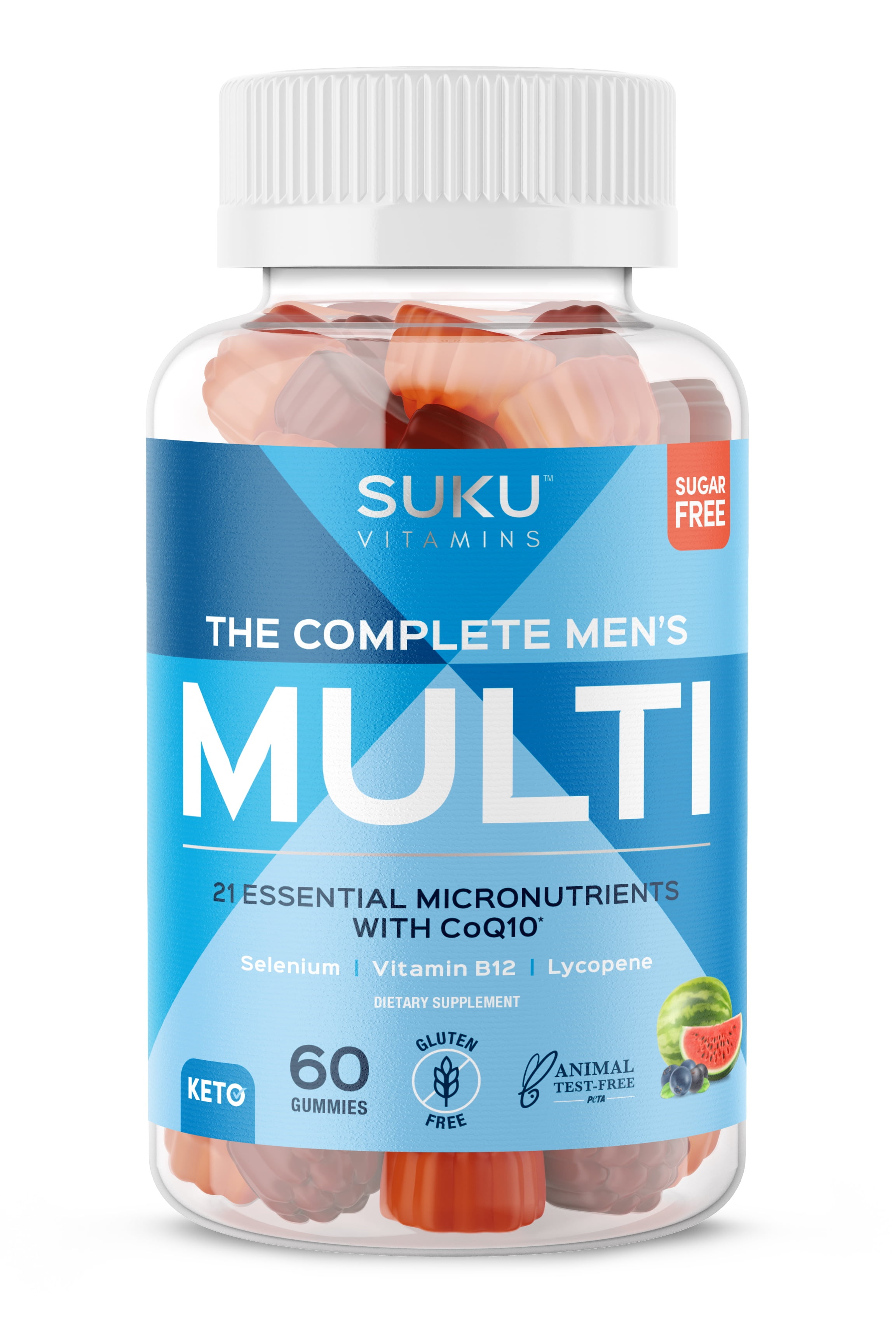 SUKU Vitamins, Complete Mens Multi Gummies, Mixed Fruit Flavour, 60 Count