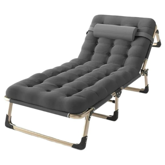 SUKVPSI 75"x27" Folding Bed with Pillow and Mattress, Protable Camping Cot with Black Thick Pearl Cotton Mattress, 29"x6.7"x27" Folded Size, Multiangle Backrest Adjustment, For Camping Indoor Outdoor