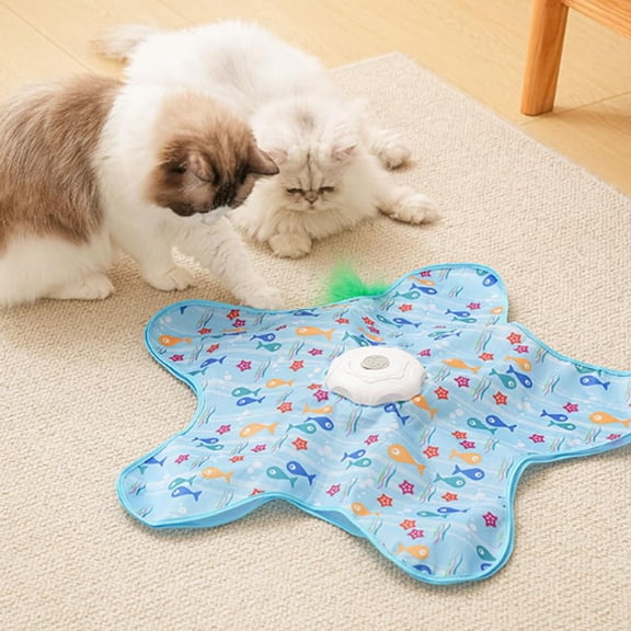 SUKVPSI Interactive Cat Toy, Rechargeable Automatic Hide-and-Seek Play Mat with Moving Ball, Touch-Activated Hunting Toy for Indoor Cats’ Exercise & Boredom Relief,24.43"