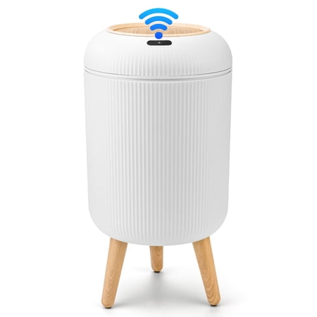 SULIVES Motion Sensor Trash Can: Touchless, Automatic, Waterproof for Kitchen, Bathroom (White)