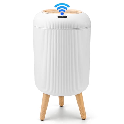 SUSLAS Trash Can with Motion Sensor, Touchless Automatic Lid and Waterproof Design, Smart Waste Bin for Bathroom Kitchen, 2.6 Gallon Plastic, White
