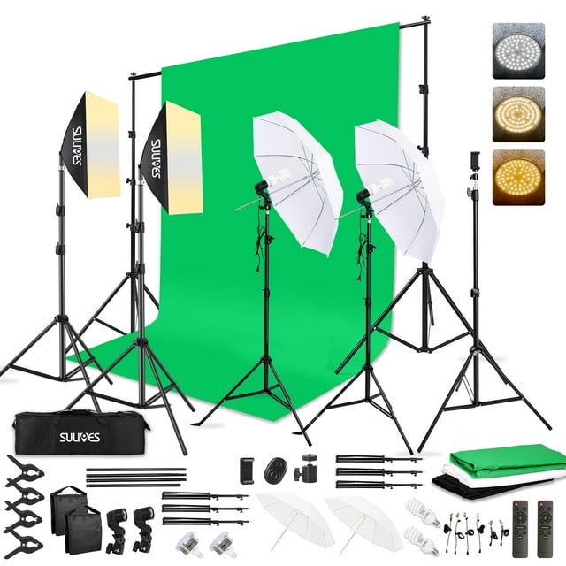 SULIVES Photography Lighting Softboxes Kit with 8.5 x 10ft Backdrop