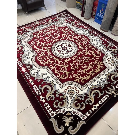 SULTAN Modern Stylish Living Room Rug DESIGN 2034 - 5'2"x7'5", Burgundy