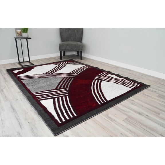SULTAN Modern Stylish Living Room Rug DESIGN 3008 - 7'8"x10'8", Red