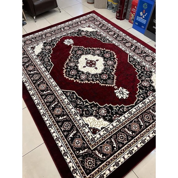SULTAN Modern Stylish Living Room Rug DESIGN 3017 - 5'2"x7'5", Burgundy