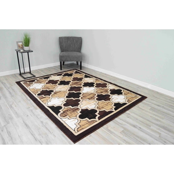 Planet Rugs Modern Area Rug, 5'2" x 7'5", Brown, Fade Resistant