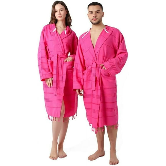 SULTAN'S GEM Lightweight Hooded Cotton Robe for Men and Women, Turkish Cotton Bathrobe, Unisex Dressing Gown