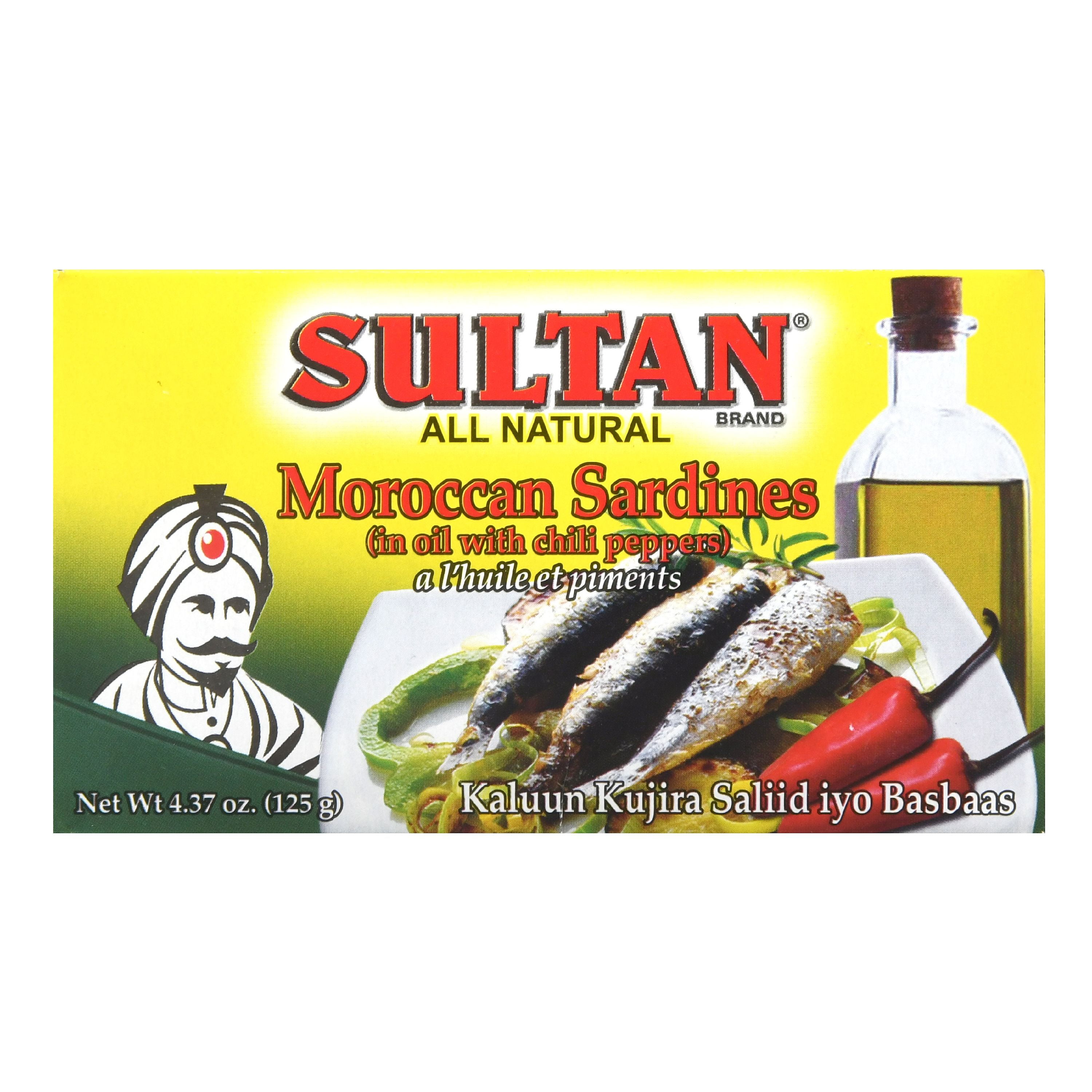 SULTAN Sardines, Moroccan, in Oil with Chili Peppers, 4.37 OZ