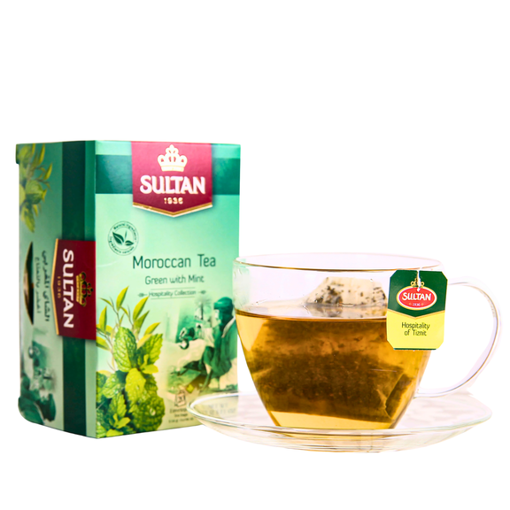 SULTAN TEA Moroccan Green Tea with Mint Herbal Green Teas (Single Pack - 20 Tea Bags)