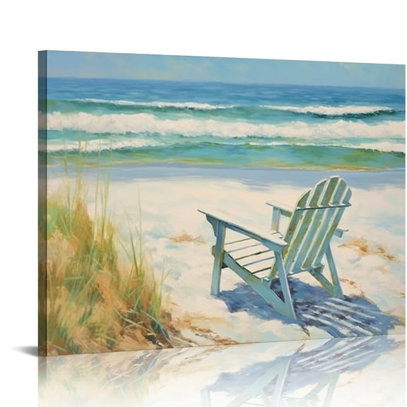 SUMAAFU Beach Chair Seagull Impressionist Painting Canvas Prints 16x12in