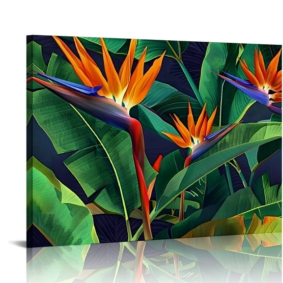 SUMAAFU Bird Of Paradise Canvas Wall Art Decor For Home Bathroom 16x12in