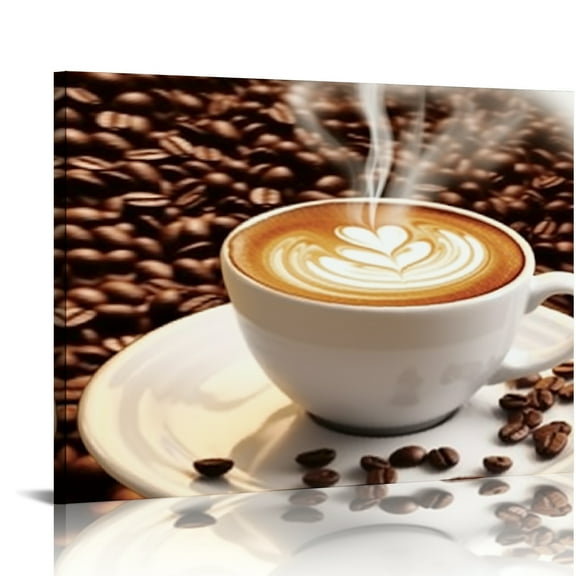 SUMAAFU Coffee Beans Swirl Tray Canvas Print Wall Art Decor 16x12in