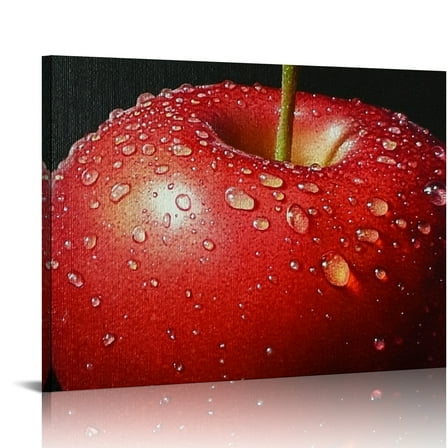 SUMAAFU Red Apple Wall Decor Canvas Art for Home and Kitchen 16x12in