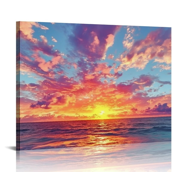 SUMAAFU Sunset Ocean Clouds Canvas Prints Wall Art Home Decor 16x12in
