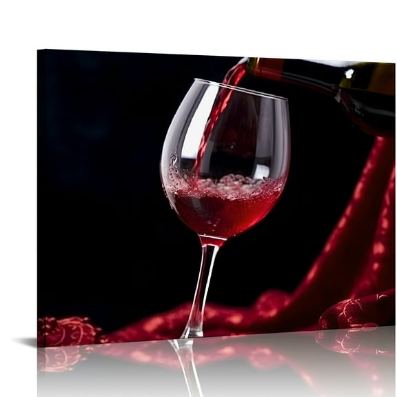 SUMAAFU Wine Glass Red Wine Bottle Canvas Prints Wall Art Decor 16x12in