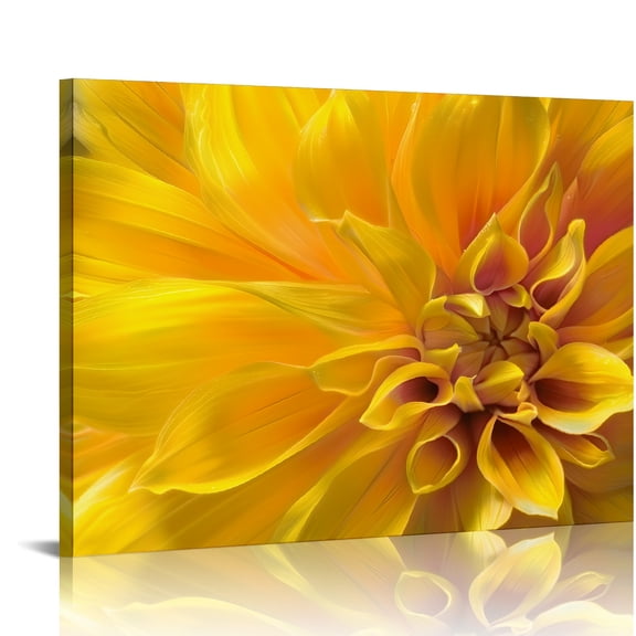 SUMAAFU Yellow Petals Canvas Wall Art Modern Home Decor Ready To Hang 16x12in