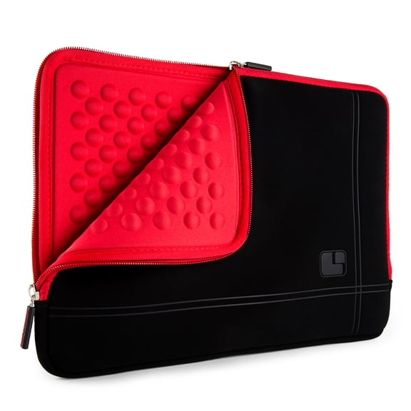 Microsuede Laptop Sleeve for 13-Inch Devices with Padded Interior, Dual Zippers and Rear Storage Pocket