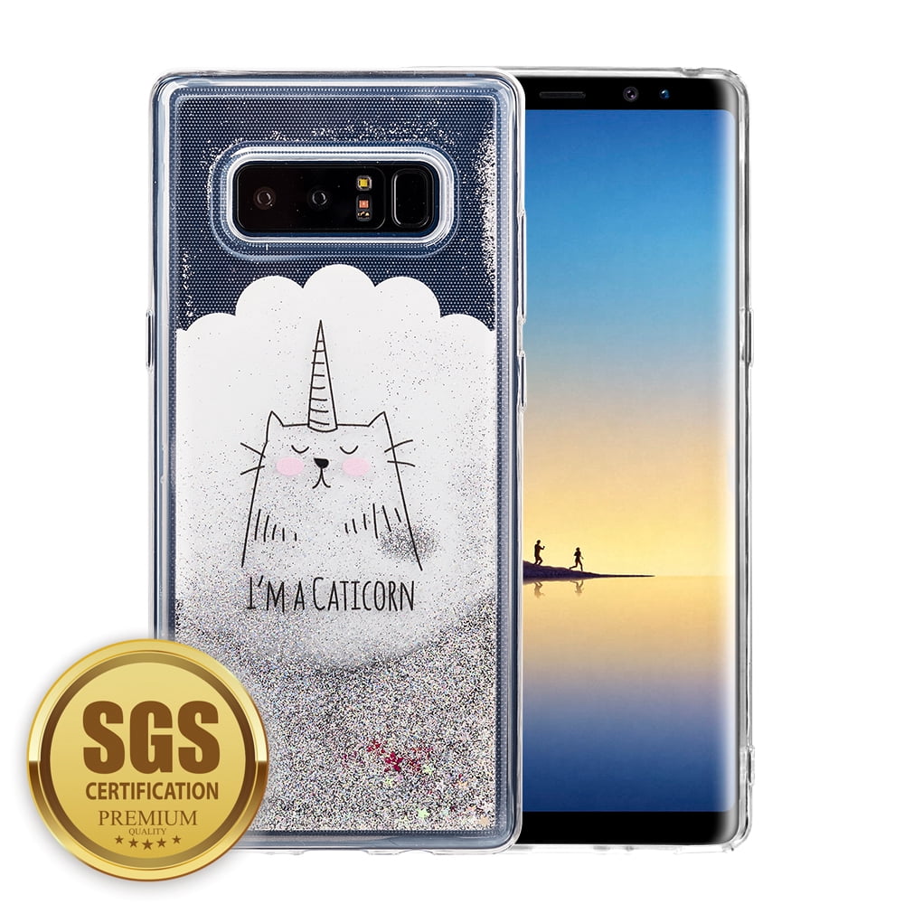 SUMACLIFE Sparkling Waterfall "I'm a Caticorn" Protective Phone Case for Samsung Galaxy Note 8 (Exact Perfect Fit)