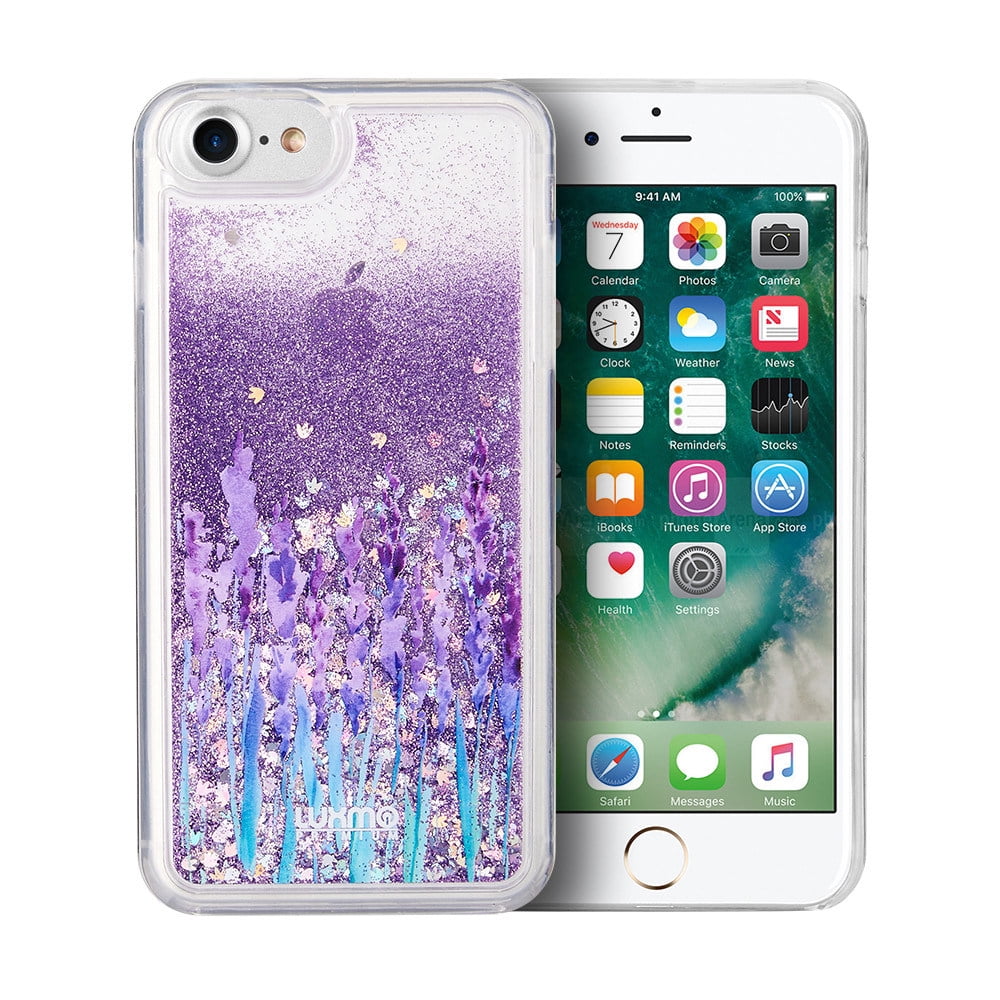 SUMACLIFE Sparkling Waterfall "Lavender Bliss" Protective Phone Case for Apple iPhone 7 or iPhone 8 (Exact Perfect Fit)