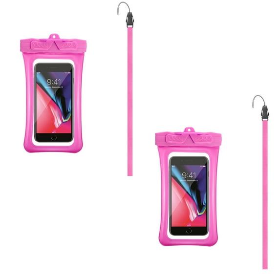 Waterproof Phone Pouch 2-Pack, IPX8 Floating Cellphone Dry Bag with Clear Touchscreen Window for Beach, Cruise & Travel