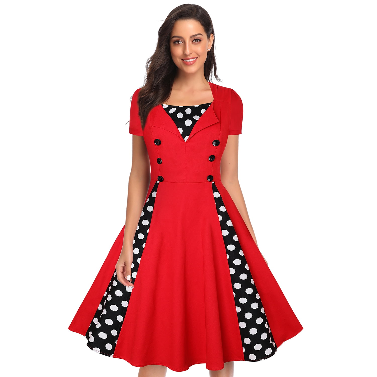 Ribbon Dot Pleats Short Retro No-Sleeve Dress