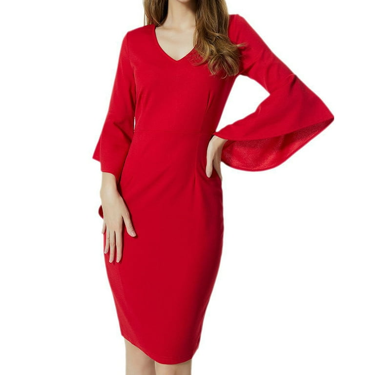New Women's Sexy O-Neck Petal Sleeve Bodycon Dress New Women's Sexy O-Neck Petal Sleeve Bodycon Dress