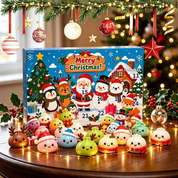 SUMDUINO 2026 Christmas Advent Calendar with 24 Soft Silicone Toys 24-Day Holiday Countdown Stress Relief Fidget Stocking Stuffers for Kids