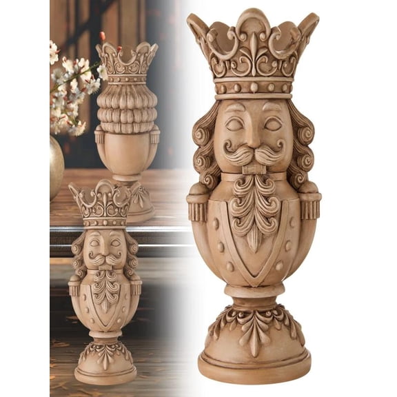 SUMDUINO Brown Poly Resin Nutcracker Christmas Column Candle Decorative Soldier Figurine Candle Holder for Holiday Home Decor