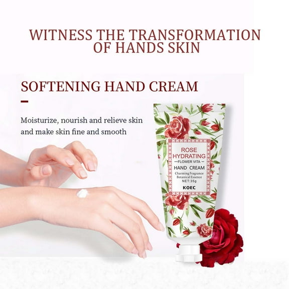 SUMDUINO Hand Cream for Dry Cracked Hands, Rose Hand Cream 35g Moisturizing And Cracking