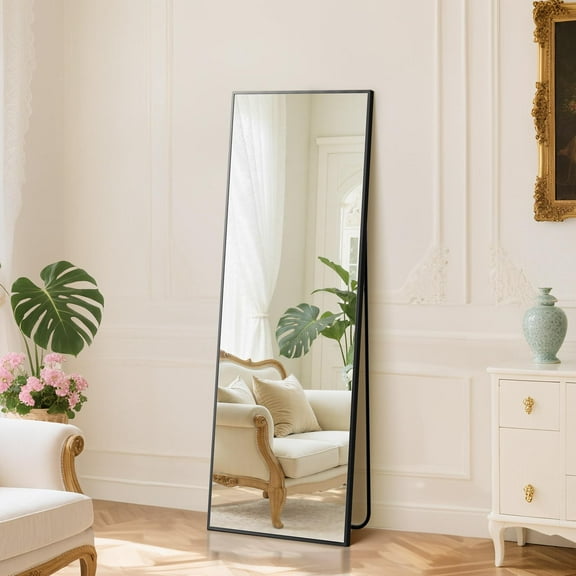SUMELL 56"x15" Rectangle Full Length Mirror, Full Body Floor Standing Wall Mount Leaning, Black