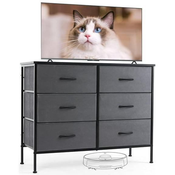 SUMELL 6 Drawer Fabric Dresser for Bedroom, Chest of Drawer Organizer Storage Cabinet for Closet, Entryway, Grey