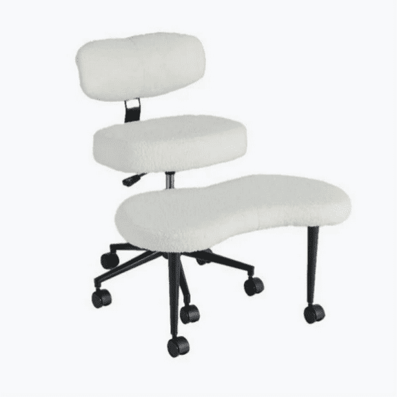 SUMELL Meditation Cross-Legged Chair with Rotating Footrest, Height-Adjustable Backrest, 360° Swivel for Home Office & Yoga, White