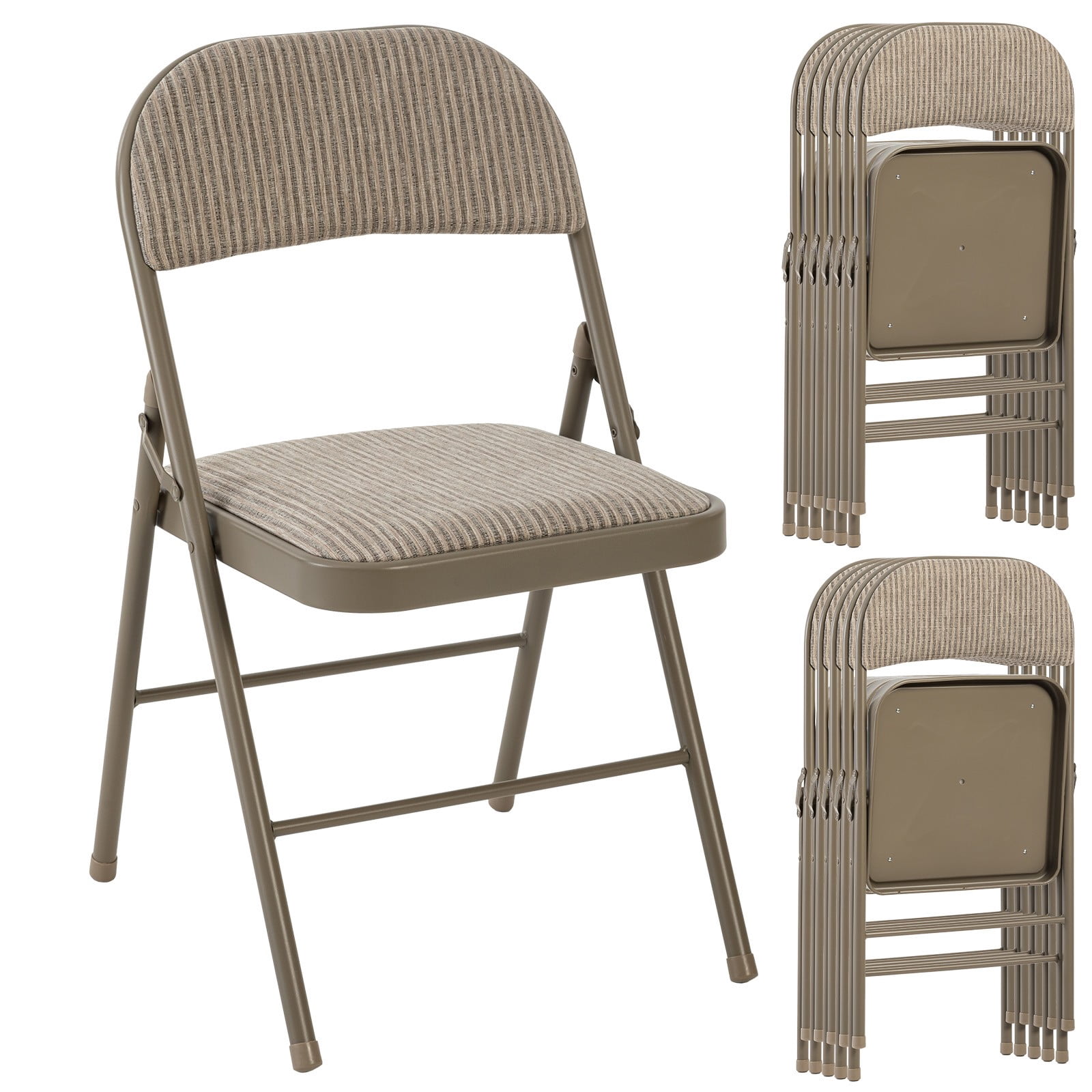 Interlocking Foldable Chairs SUMELL Set of 12 Folding Chairs with Fabric Padded Cushion & Back ...