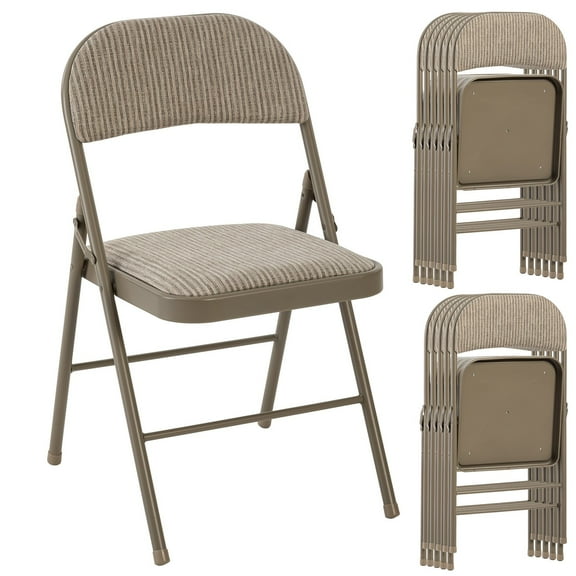SUMELL Set of 12 Folding Chairs with Fabric Padded Cushion & Back, Stackable Portable for Home Office, Indoor Outdoor Use, Black