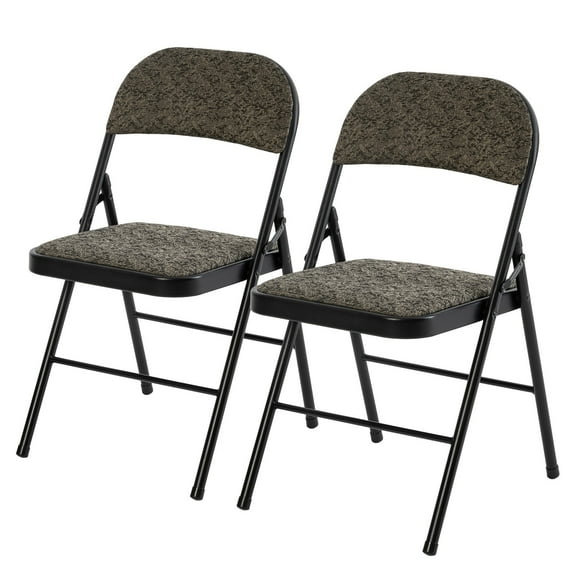 SUMELL Set of 2 Folding Chairs with Fabric Padded Cushion & Back, Stackable Portable for Home Office, Indoor Outdoor Use, Black
