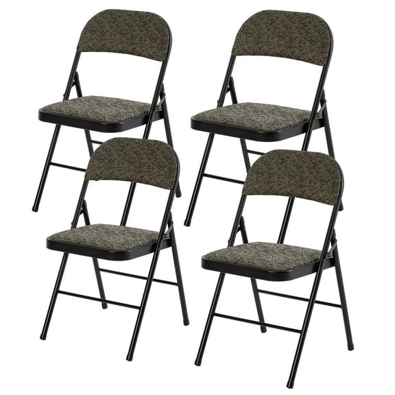 SUMELL Set of 4 Folding Chairs with Fabric Padded Cushion & Back, Stackable Portable for Home Office, Indoor Outdoor Use, Black