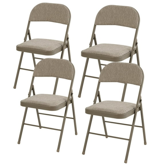 SUMELL Set of 4 Folding Chairs with Fabric Padded Cushion & Back, Stackable Portable for Home Office, Indoor Outdoor Use, Black