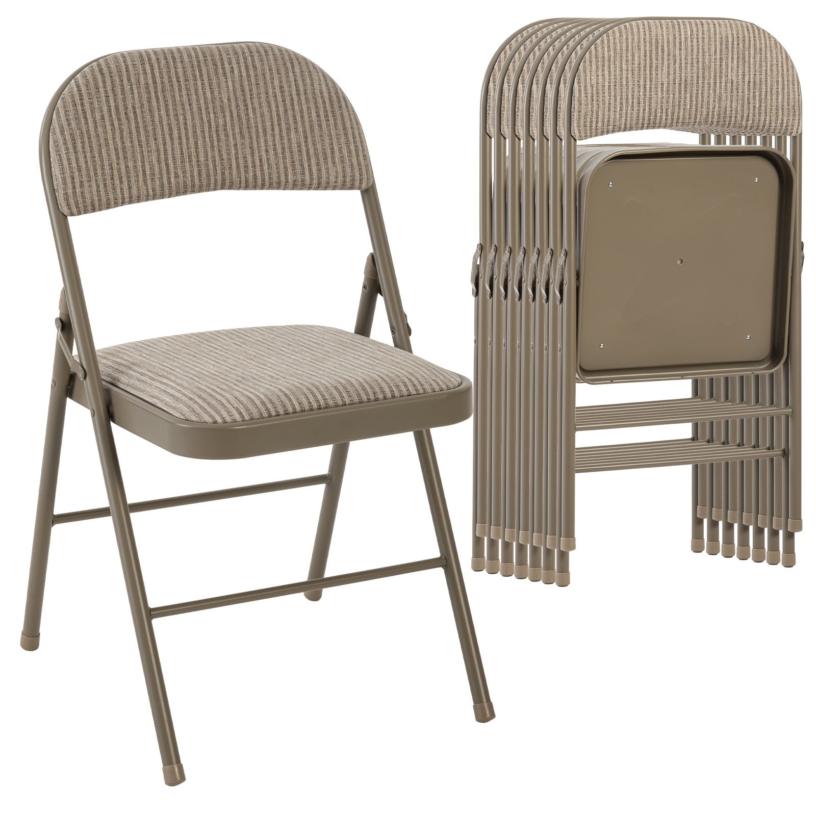 SUMELL Set of 8 Folding Chairs with Fabric Padded Cushion & Back, Stackable Portable for Home Office, Indoor Outdoor Use, Black - Walmart.com