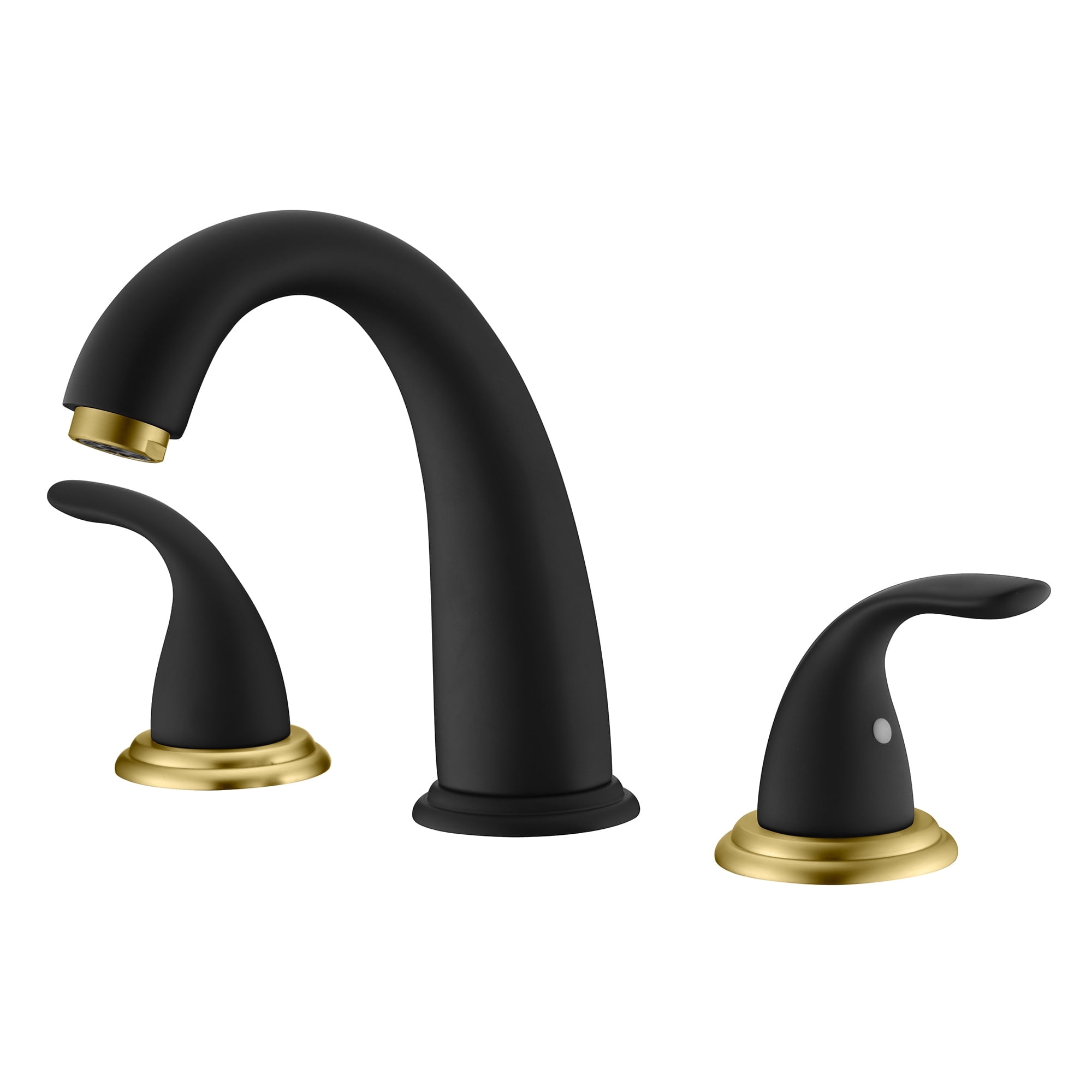 SUMERAIN 2 Handle Widespread Roman Bathtub Faucet Tub Filler with Valve, Black and Gold Finish