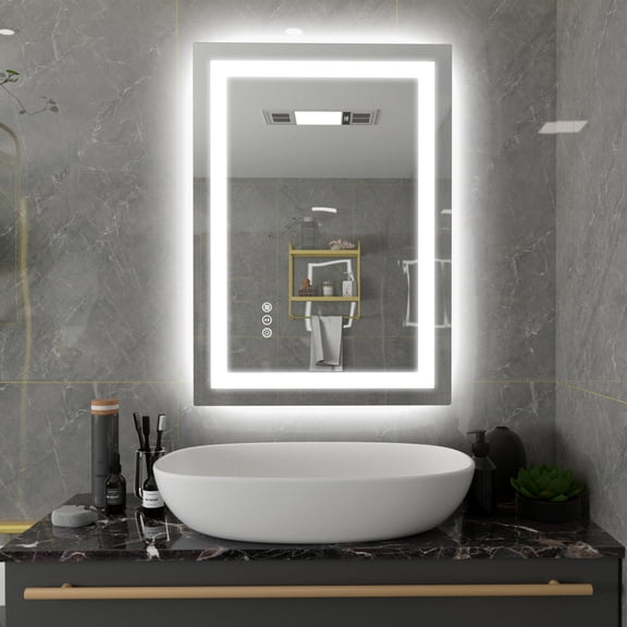 SUMERAIN 20 x 28 Inch LED Bathroom Mirror with Lights, Backlit + Front Lit Dimmable Smart Bathroom Vanity Mirror for Wall, Anti-Fog, 3 Color Temperatures, Memory Function, Tempered Glass