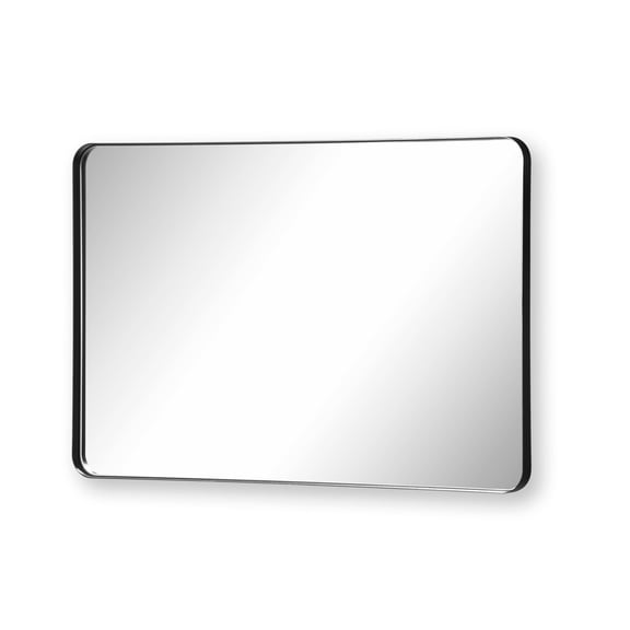 SUMERAIN 22 x 30 Inch Bathroom Mirror for Wall, Anti-Rust Metal Framed Mirror, Modern Aluminum Frame Rounded Rectangle Vanity Mirror with Tempered Glass for Living Room