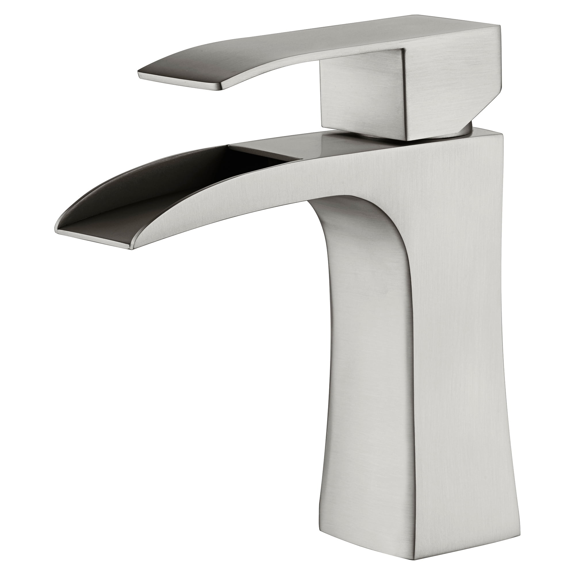 SUMERAIN Bathroom Faucet Brushed Nickel Single Hole Waterfall Bathroom Sink Faucet Stainless Steel Vanity Faucet